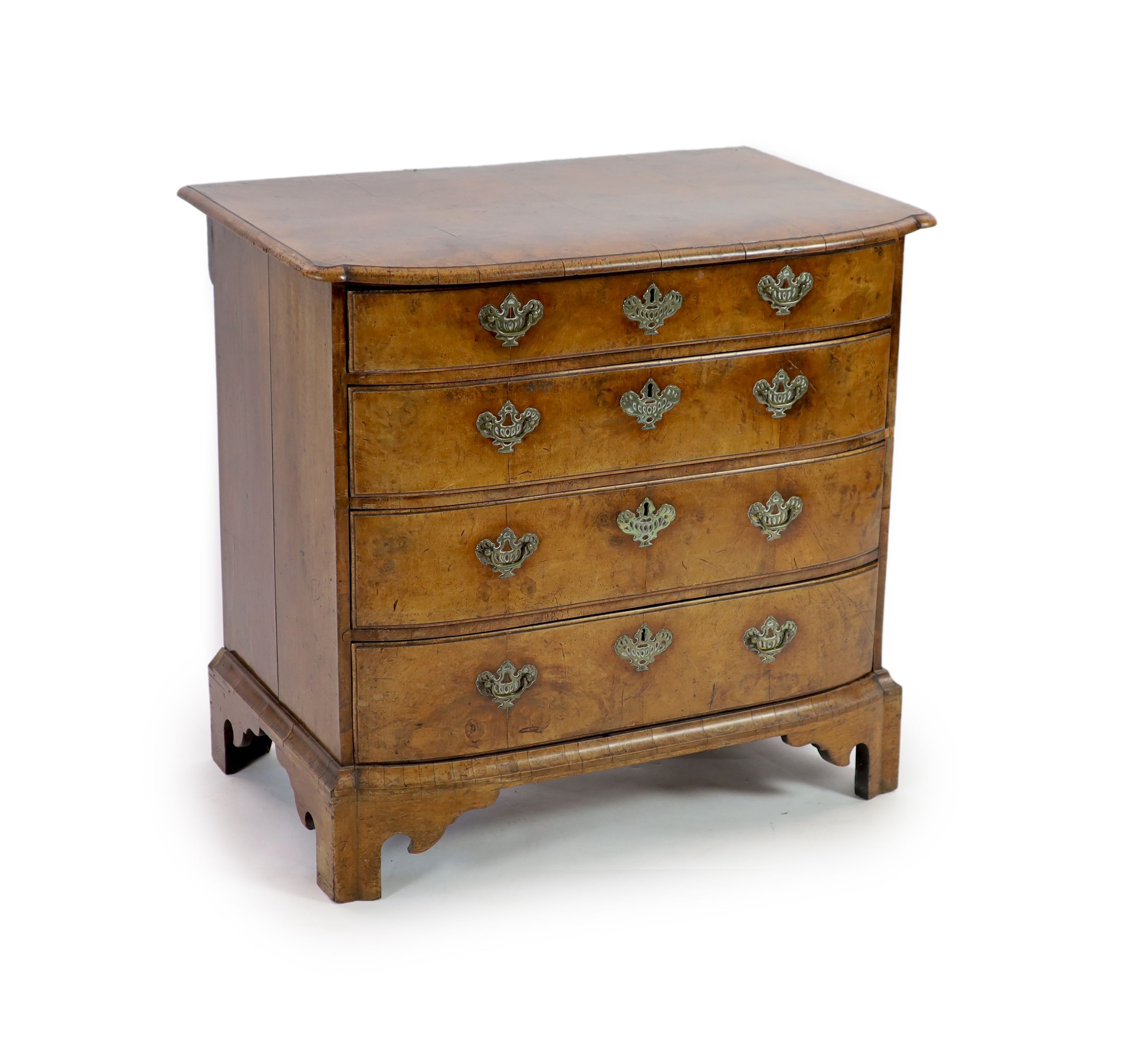 An 18th century Dutch walnut bowfront chest W.89cm D.57cm H.84cm